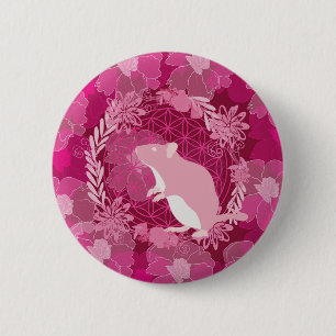 rat,flower of life, rose, mandala,zen,chakra,patte 6 cm round badge