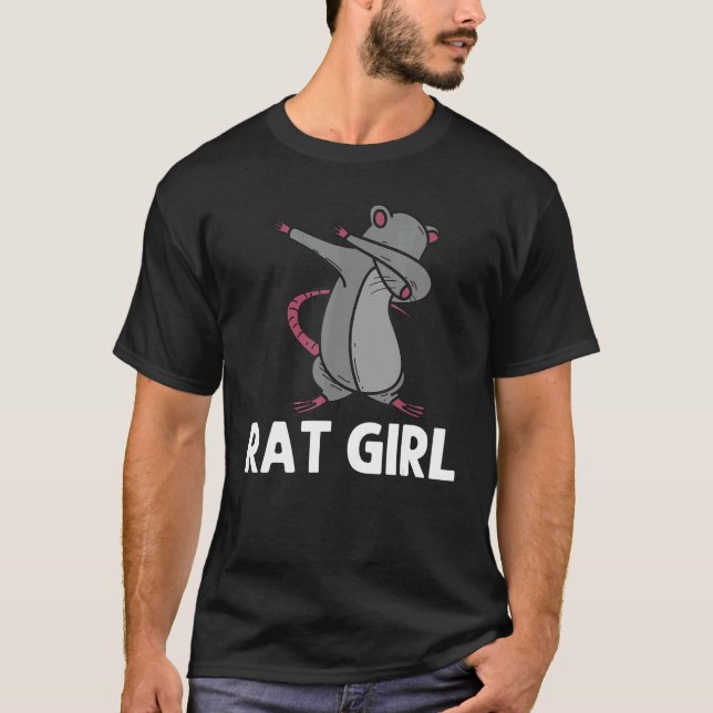 Rat For Girls Kids Dabbing Black Brown Rodent Anim T-Shirt (Front)