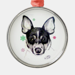 Rat Fox Terrier Christmas Ornament