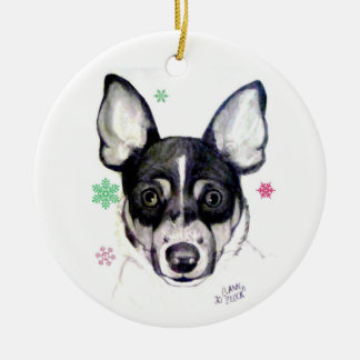 Rat Fox Terrier Christmas Ornament