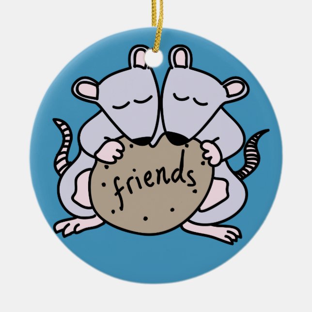 Rat friends ceramic tree decoration (Front)
