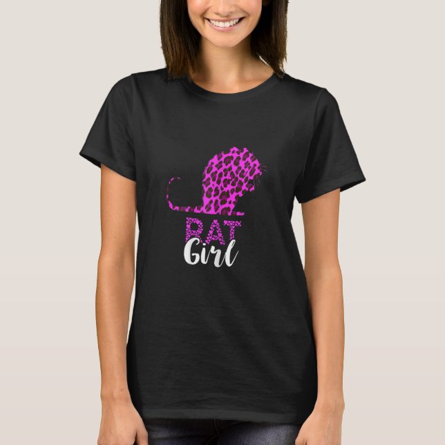 Rat Girl Leopard Heart Mouse Rat Owner Rodent Rat  T-Shirt (Front)