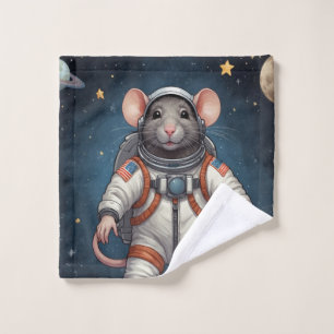 Rat in a Spacesuit Art for Kids Bath Towel Set
