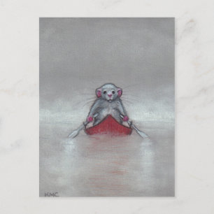 Rat in Boat in Fog Postcard