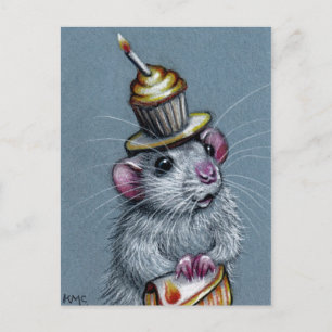 Rat in Cupcake Hat Postcard
