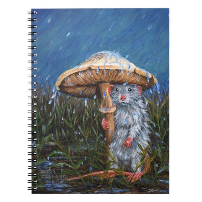 Rat in rain under mushroom Notebook (Front)