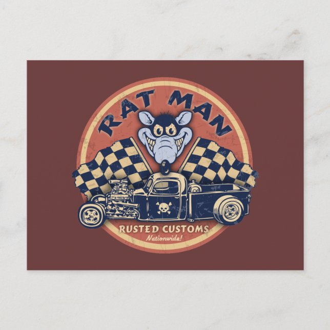 Rat Man Rusted Customs Postcard (Front)