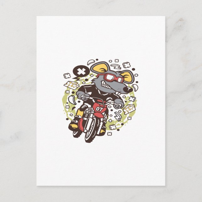 Rat Motocross Rider Postcard (Front)