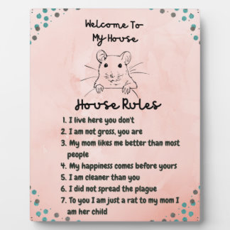 Rat Mum: Pet Rat House Rules Décor Plaque