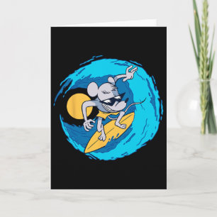 Rat On Surf Board Funny Surfing Lover Funny Summer Card