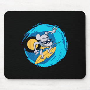 Rat On Surf Board Funny Surfing Lover Funny Summer Mouse Pad