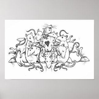 Rat pile with heart cookie poster