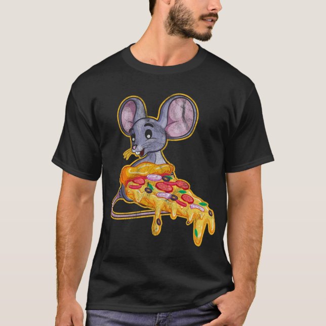 Rat Pizza Funny Thief Mouse T-Shirt (Front)