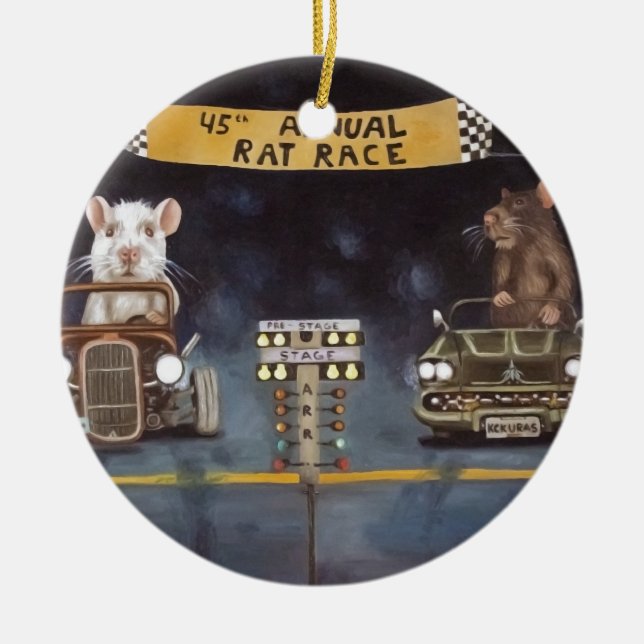 Rat Race Ceramic Tree Decoration (Front)