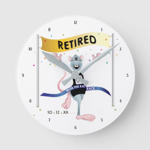 Rat Race Funny Retirement Round Clock