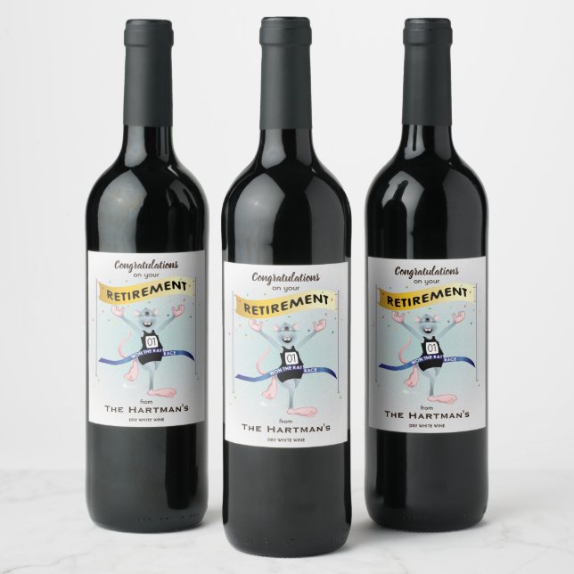 Rat Race Funny Retirement Wine Label (Bottles)