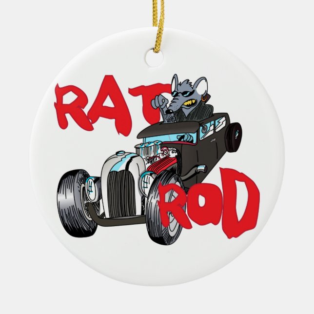 Rat Rod Ceramic Ornament (Front)