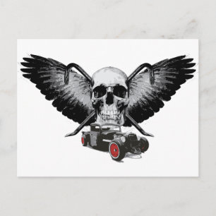 Rat Rod Skull & Crowbars Postcard