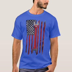 Rat Rod USA Flag Car Builder Mechanic funny boy T-Shirt