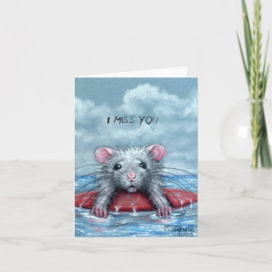 Rat Sad Surfer, I Miss You Note Card
