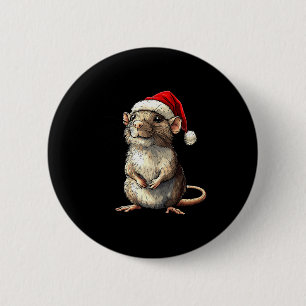 Rat Santa Hat Xmas Rat Lovers Boys Girls Christmas 6 Cm Round Badge