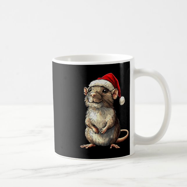 Rat Santa Hat Xmas Rat Lovers Boys Girls Christmas Coffee Mug (Right)