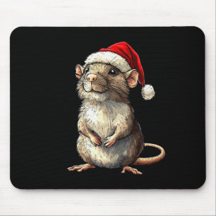Rat Santa Hat Xmas Rat Lovers Boys Girls Christmas Mouse Pad