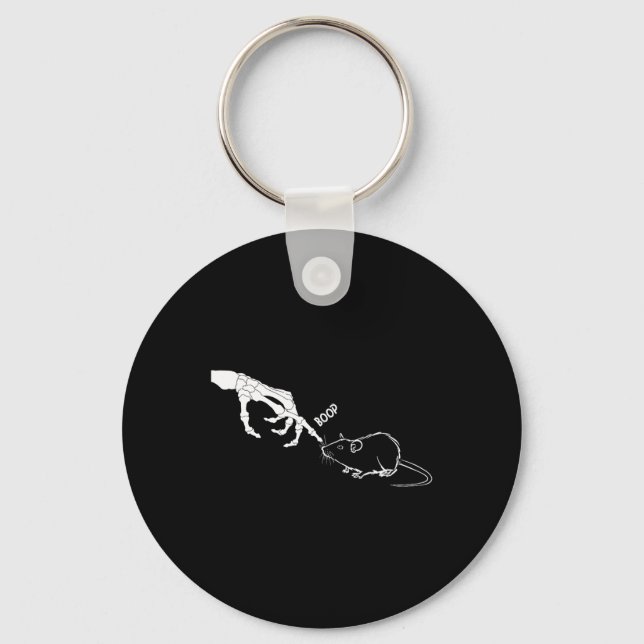 Rat Scary Skeleton Hand Boop Spooky Halloween  Key Ring (Front)