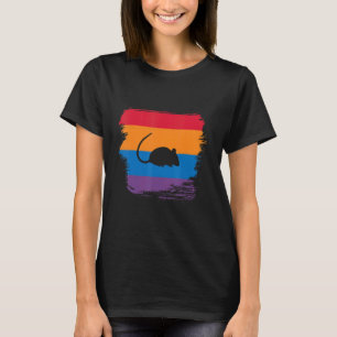 Rat Shadow Silhouette With Colourful Flag T-Shirt