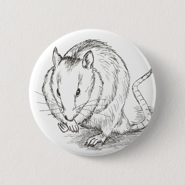 rat sketch 6 cm round badge (Front)
