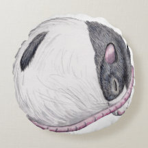 rat sleeping round throw pillow