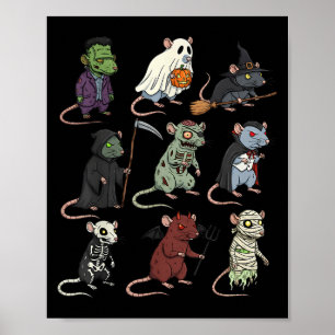 Rat Soky Witch Boo Zombie Rat Halloween Boys & Poster