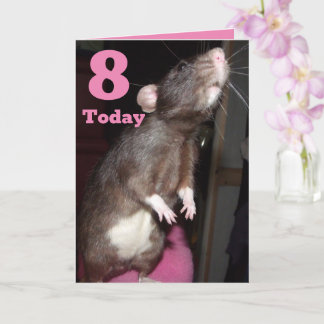 Rat standing customisable 8th Birthday Card