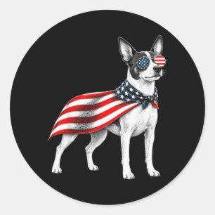 Rat Terrier 4th Of July Aamerican Flag Dog Classic Round Sticker
