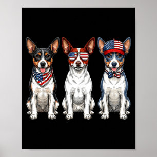 Rat Terrier 4th Of July Aamerican Flag Dog Poster
