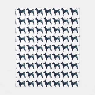 Rat Terrier Black Watercolor Dog Breed Silhouette Fleece Blanket