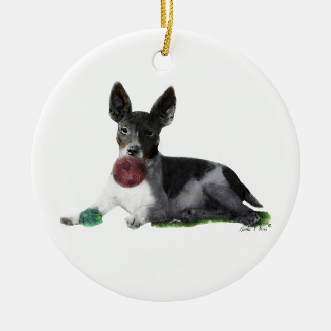 Rat Terrier Ceramic Tree Decoration (Front)