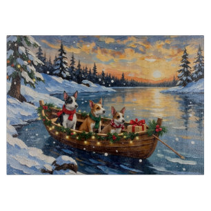 Rat Terrier Christmas Boat Holiday Cutting Board