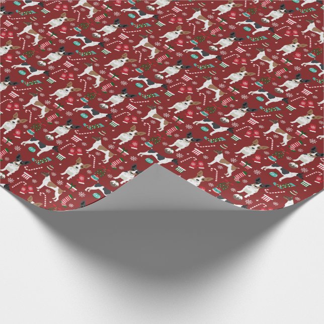 Rat Terrier Christmas gift wrapping paper (Corner)
