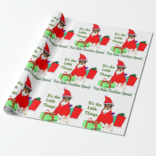 Rat Terrier Christmas Wrapping Paper (Unrolled)