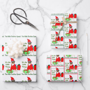 Rat Terrier Christmas Wrapping Paper Sheet