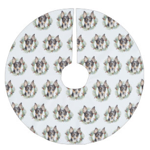 Rat Terrier Christmas Wreath Festive Pup Brushed Polyester Tree Skirt
