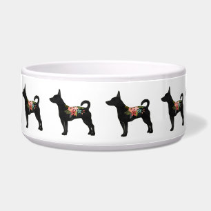 Rat Terrier CN Dog Boho Floral Silhouette