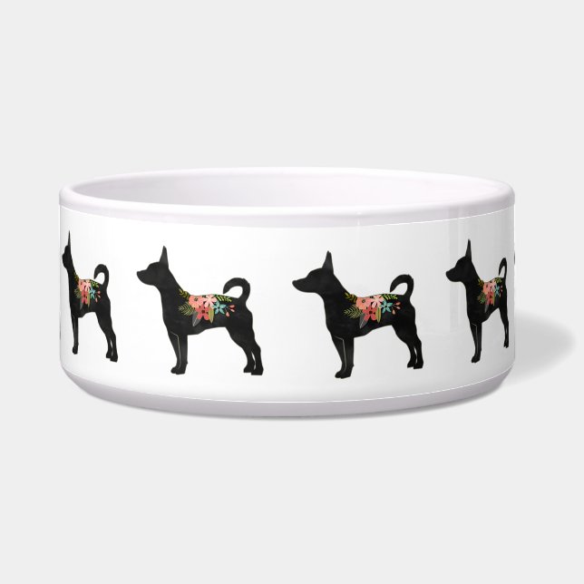 Rat Terrier CN Dog Boho Floral Silhouette (Front)