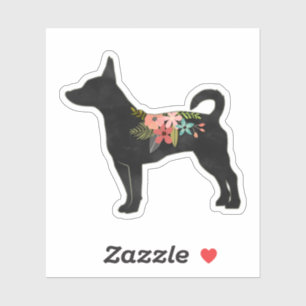 Rat Terrier CN Dog Boho Floral Silhouette