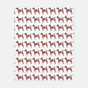 Rat Terrier Colourful Geometric Pattern Silhouette Fleece Blanket
