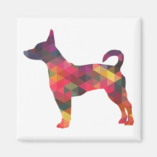 Rat Terrier Colourful Geometric Pattern Silhouette Magnet (Front)