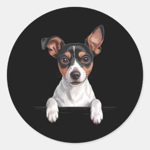 Rat Terrier Cute Peeking Rattie Dog Lover Classic Round Sticker