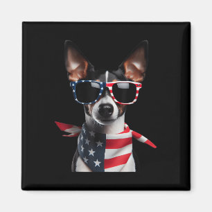 Rat Terrier Dog 4th Of July American Independence Magnet