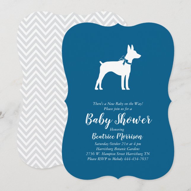 Rat Terrier Dog Baby Shower Blue Boy Invitation (Front/Back)